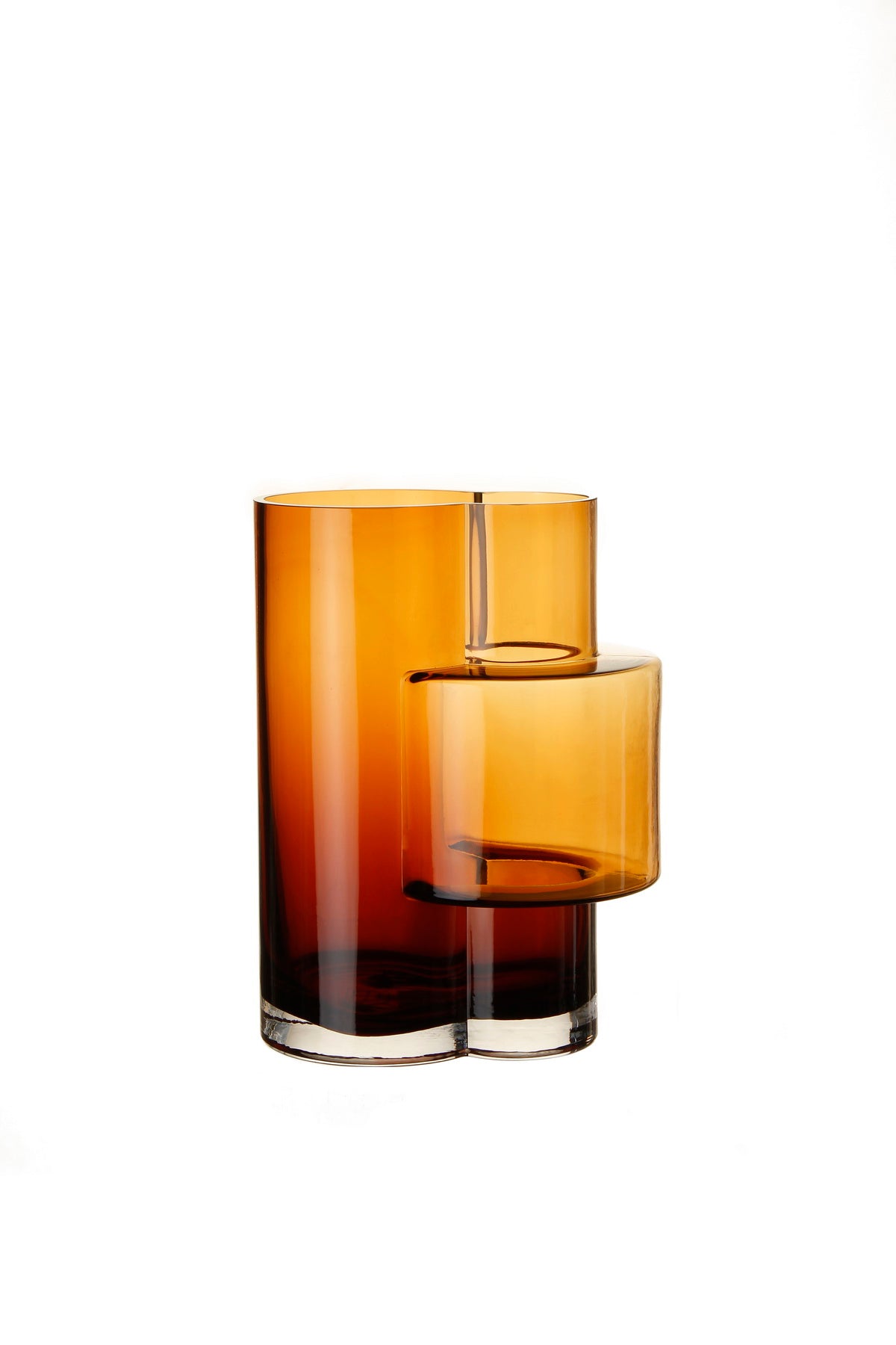 Innovatieve modernistische hoge vaas, topdesign, constructivistisch FUSIO 32 AMber
