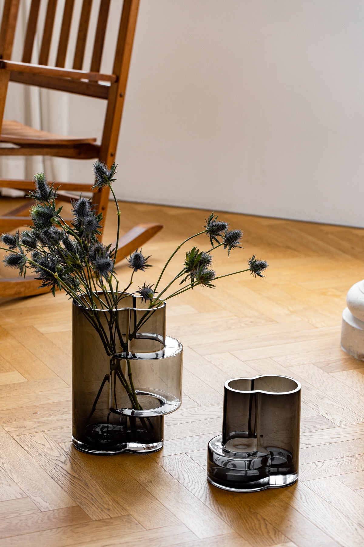 Glazen vaas van top innovatief design met constructivistische touch, FUSIO 20 Grijs