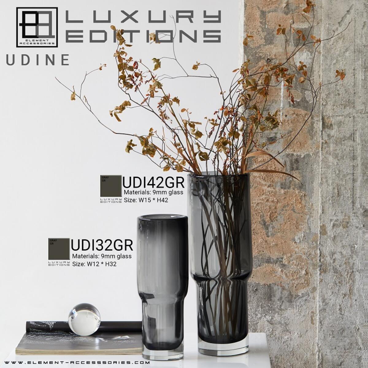 slim long vase, modern classic style, UDINE 32GR luxury glass 9mm